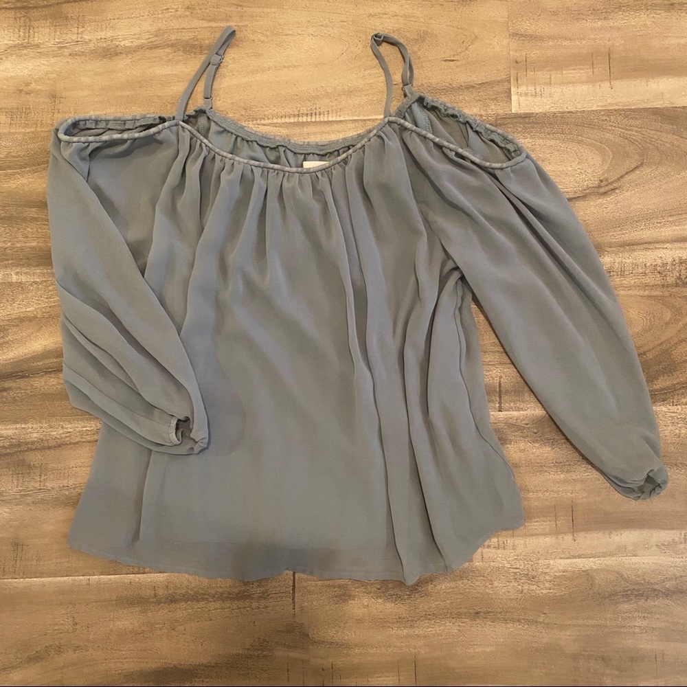 Open Shoulder Long Sleeve Blouse